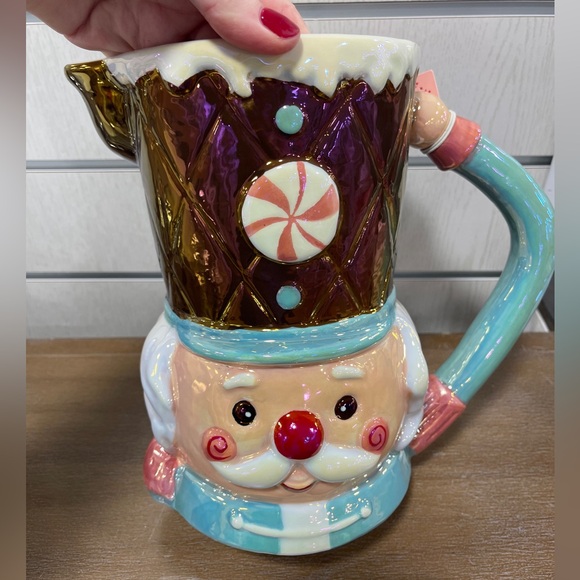 Pink Christmas Nutcracker Saluting Iridescent Extra Tall Pitcher NWT - Picture 3 of 5